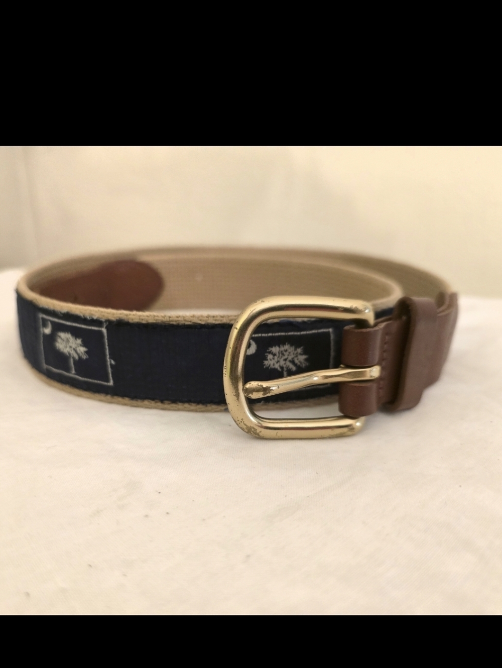 The Leather Man South Carolina Embroidered Belt w/ Brown Leather Sz 34